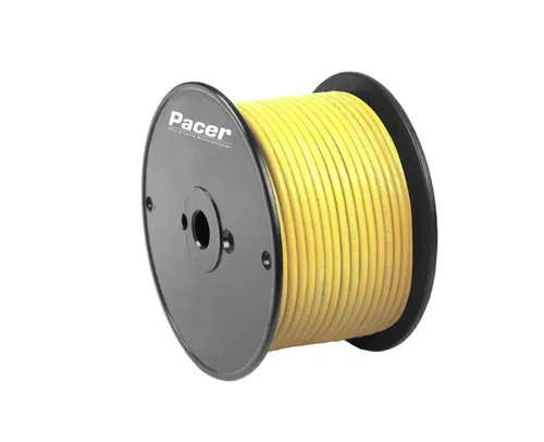 WUL18YL-100 – PACER Primary Wire, Stranded Conductor 18 Gauge 600 Volts Yellow 100 Foot Roll Tinned Copper Conductor/...